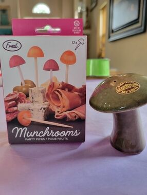 Fred Munchrooms NWT Party Picks & Vintage Mushroom Shaker